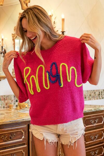 BiBi MOM Contrast Round Neck Sweater |1mrk.com