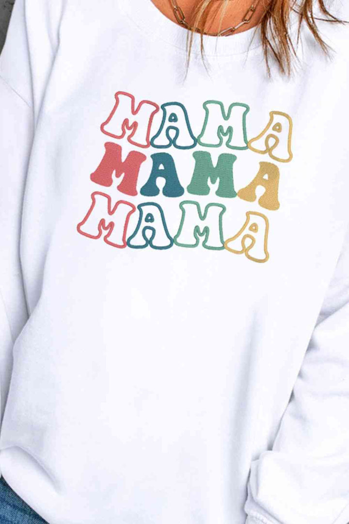 MAMA Graphic Round Neck Drop Shoulder Sweatshirt |1mrk.com