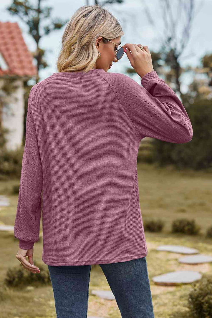 Round Neck Raglan Sleeve Sweatshirt |1mrk.com