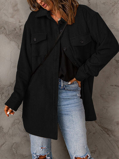 Drop Shoulder Button Down Collared Coat | 1mrk.com