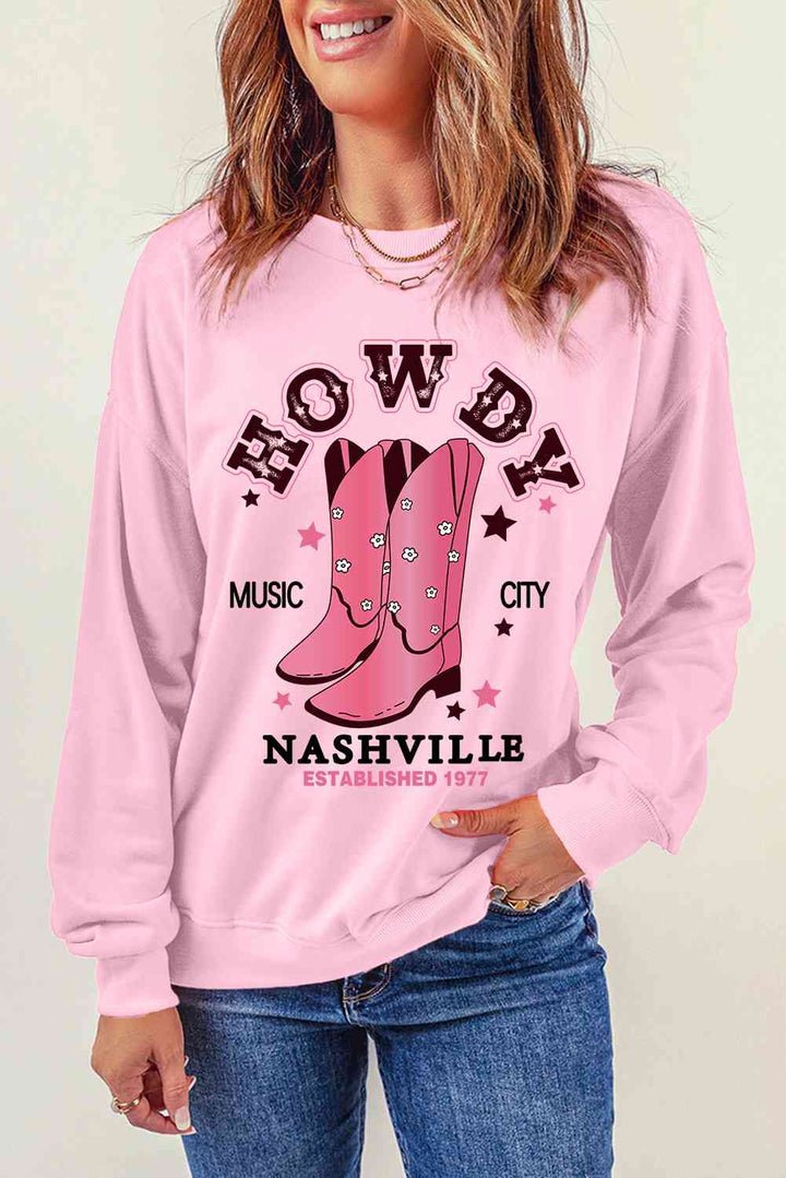 Cowboy Boots Graphic Dropped Shoulder Sweatshirt |1mrk.com