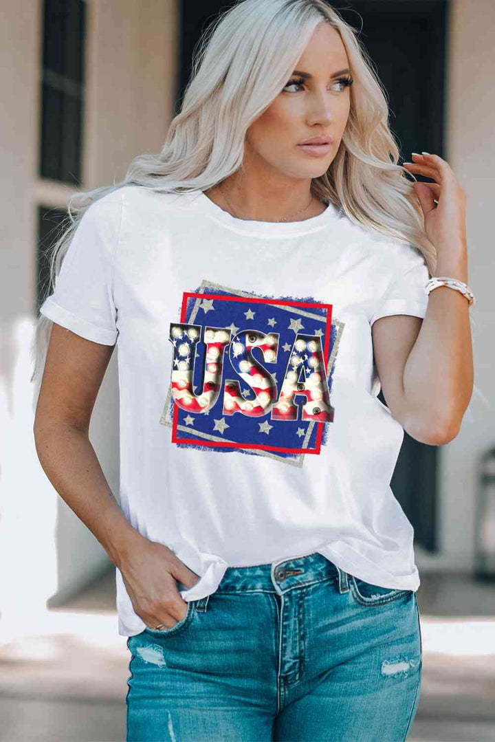 USA Graphic Round Neck Tee Shirt | 1mrk.com