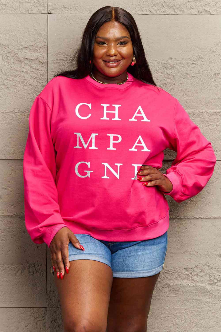 Simply Love Full Size CHAMPAGNE Graphic Long Sleeve Sweatshirt |1mrk.com