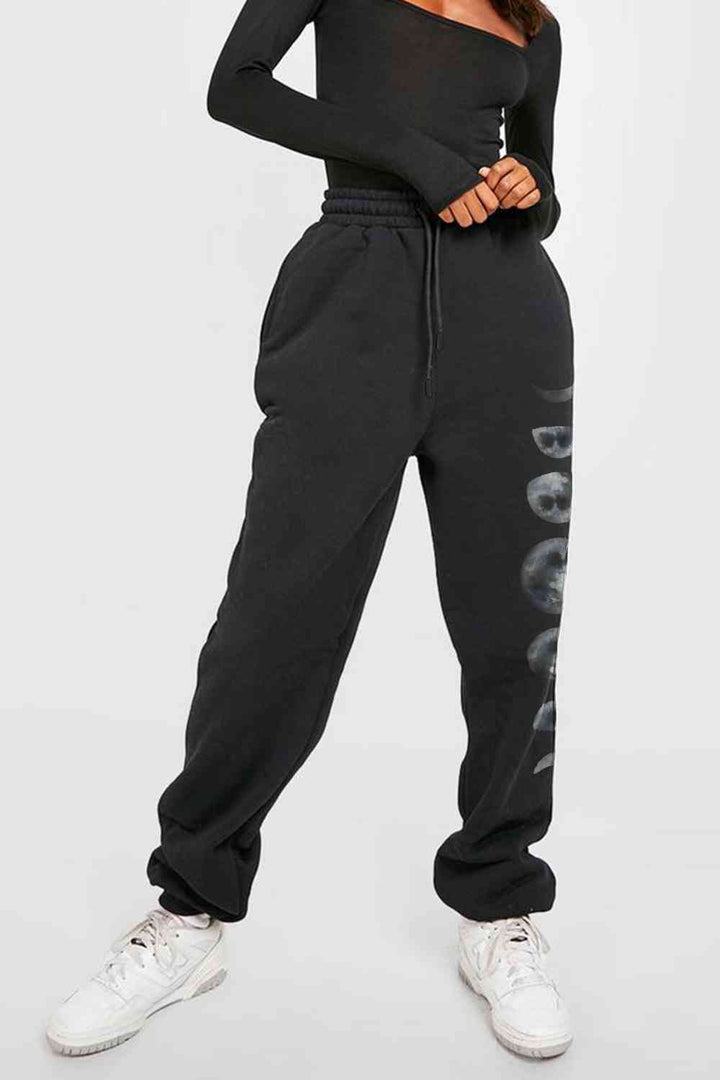 Simply Love Full Size Lunar Phase Graphic Sweatpants | 1mrk.com