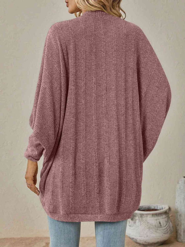 Open Front  Dropped Shoulder Cardigan |1mrk.com