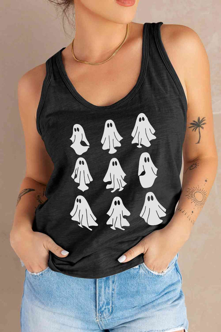 Round Neck Ghost Graphic Tank Top | 1mrk.com