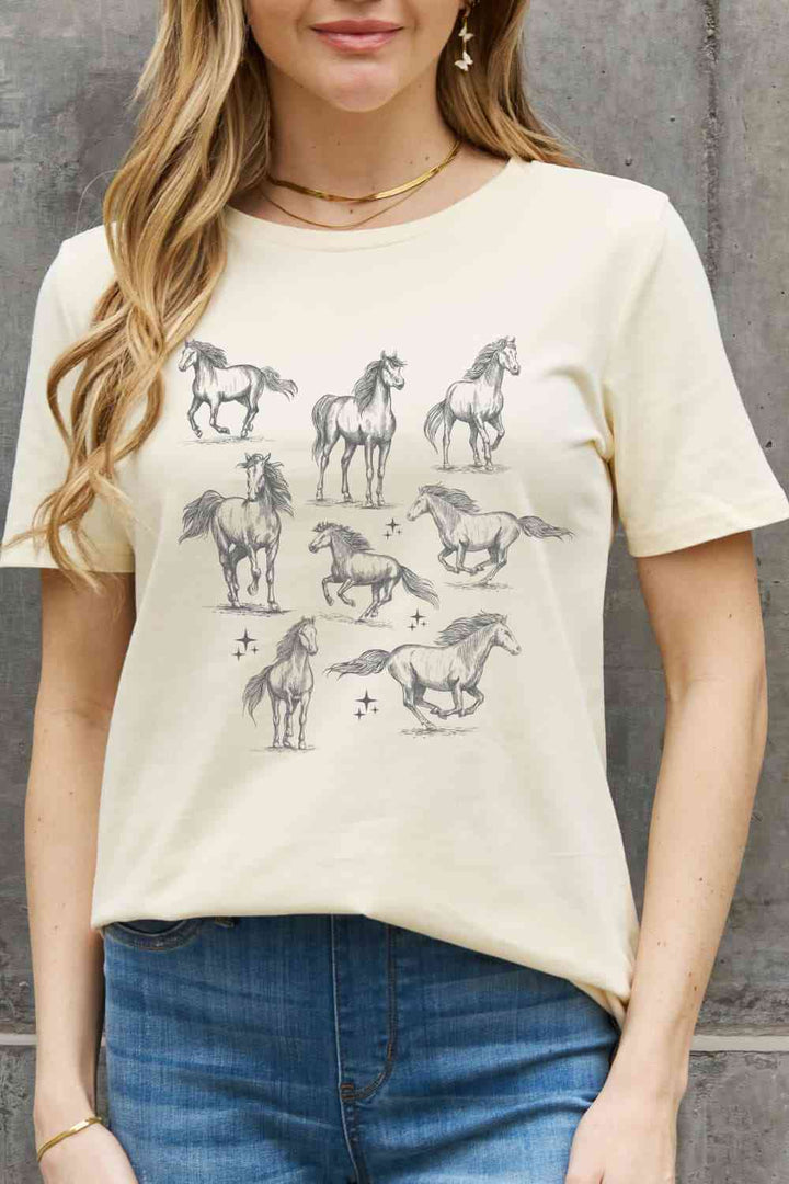 Simply Love Horse Graphic Cotton T-Shirt | 1mrk.com