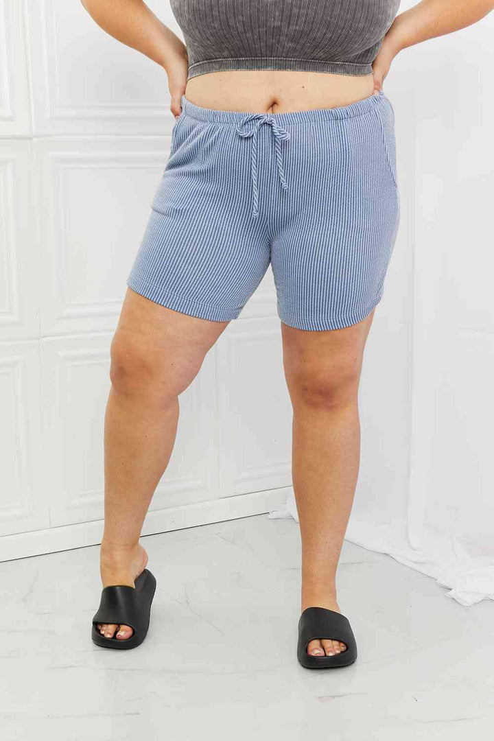 Blumin Apparel Too Good Full Size Ribbed Shorts in Misty Blue |1mrk.com