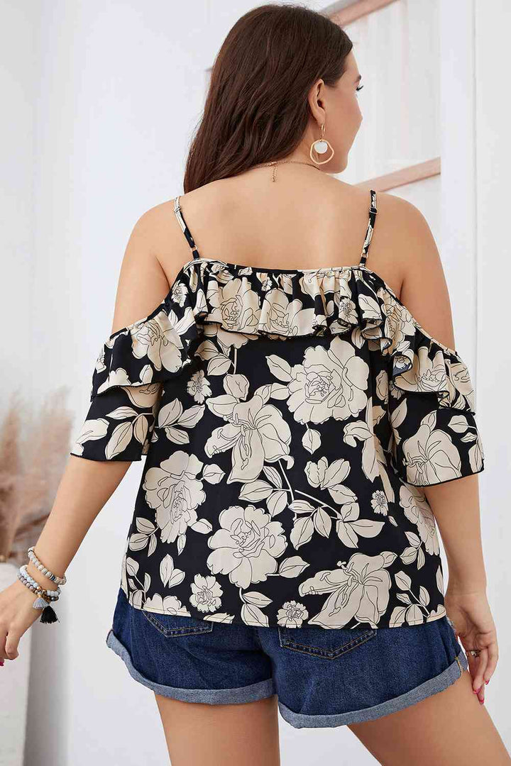 Plus Size Floral Spaghetti Strap Blouse | 1mrk.com