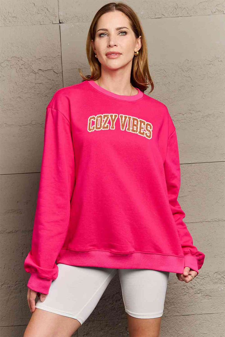 Simply Love Full Size COZY VIBES Graphic Sweatshirt |1mrk.com