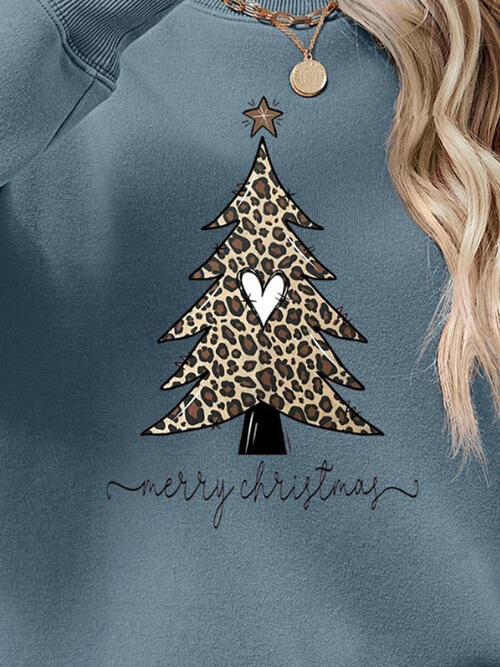 Christmas Tree Graphic Long Sleeve Sweatshirt |1mrk.com