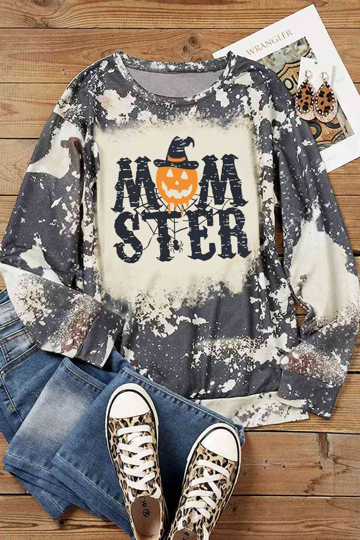 Round Neck Long Sleeve MOMSTER Graphic Sweatshirt |1mrk.com