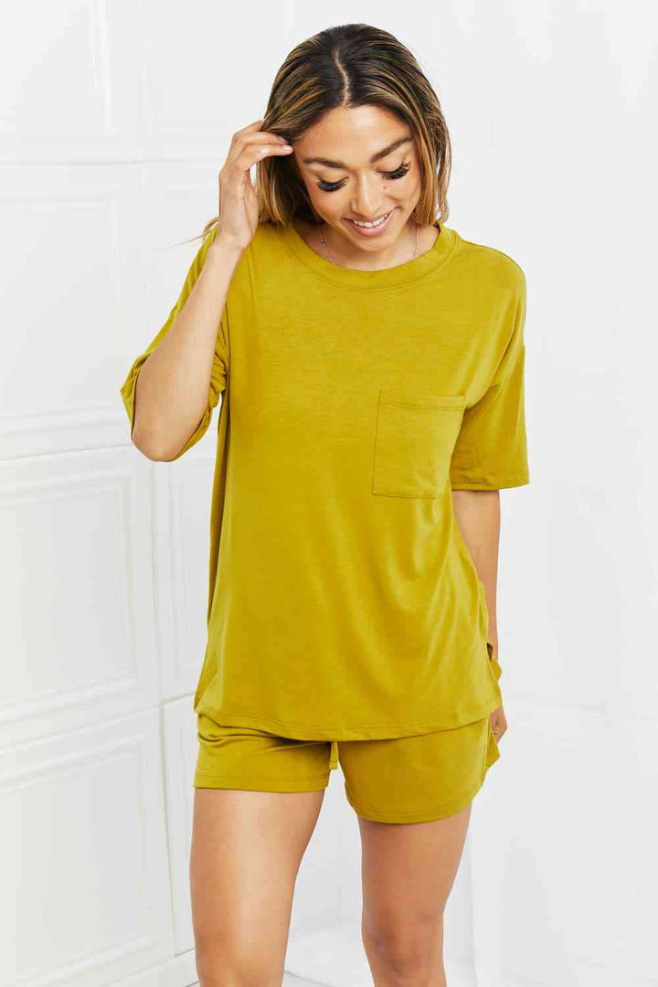 Zenana In The Moment Full Size Lounge Set in Olive Mustard | 1mrk.com