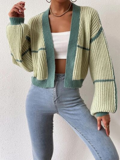 Open Front Dropped Shoulder Cardigan | Trendsi