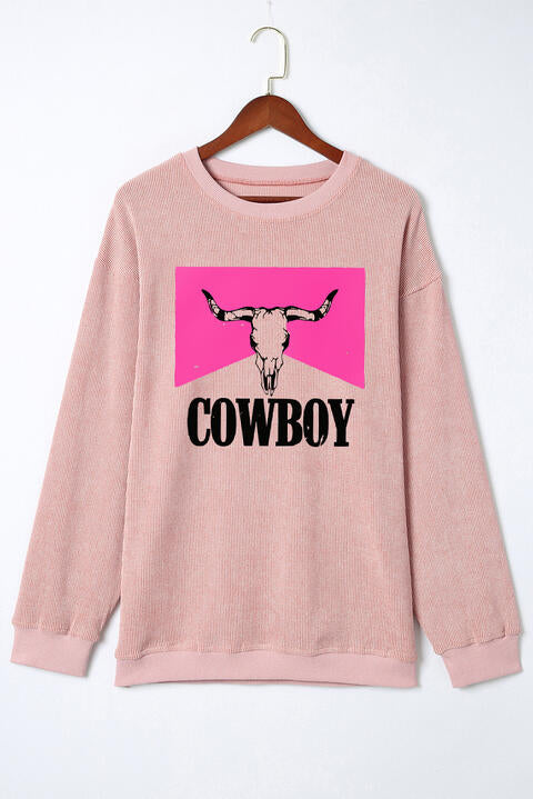 COWBOY Graphic Round Neck Sweatshirt |1mrk.com