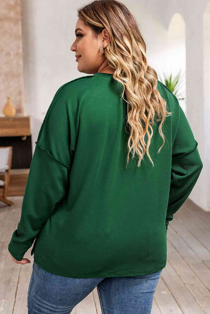 Plus Size Exposed Seam Slit Sweatshirt |1mrk.com