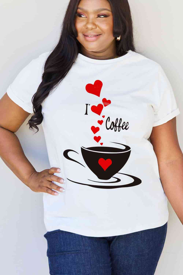 Simply Love Full Size I LOVE COFFEE Graphic Cotton Tee | 1mrk.com