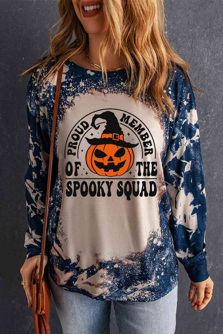 Round Neck PROUD MEMBER OF THE SPOOKY SQUAD Graphic Sweatshirt |1mrk.com