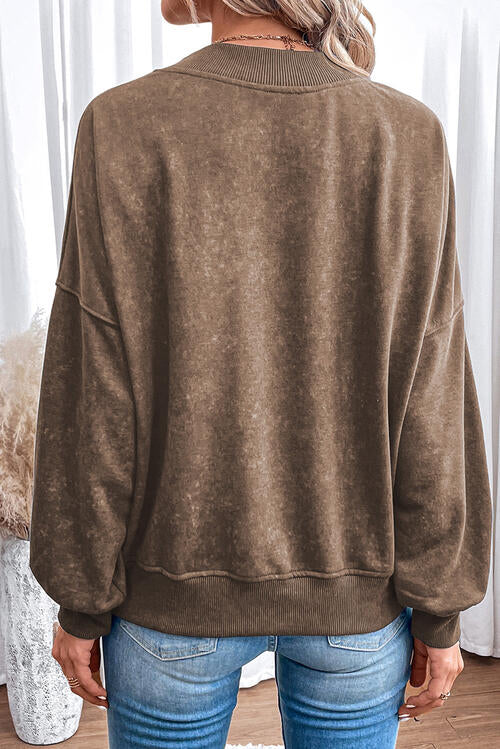 HOWDY Round Neck Drop Shoulder Sweatshirt |1mrk.com