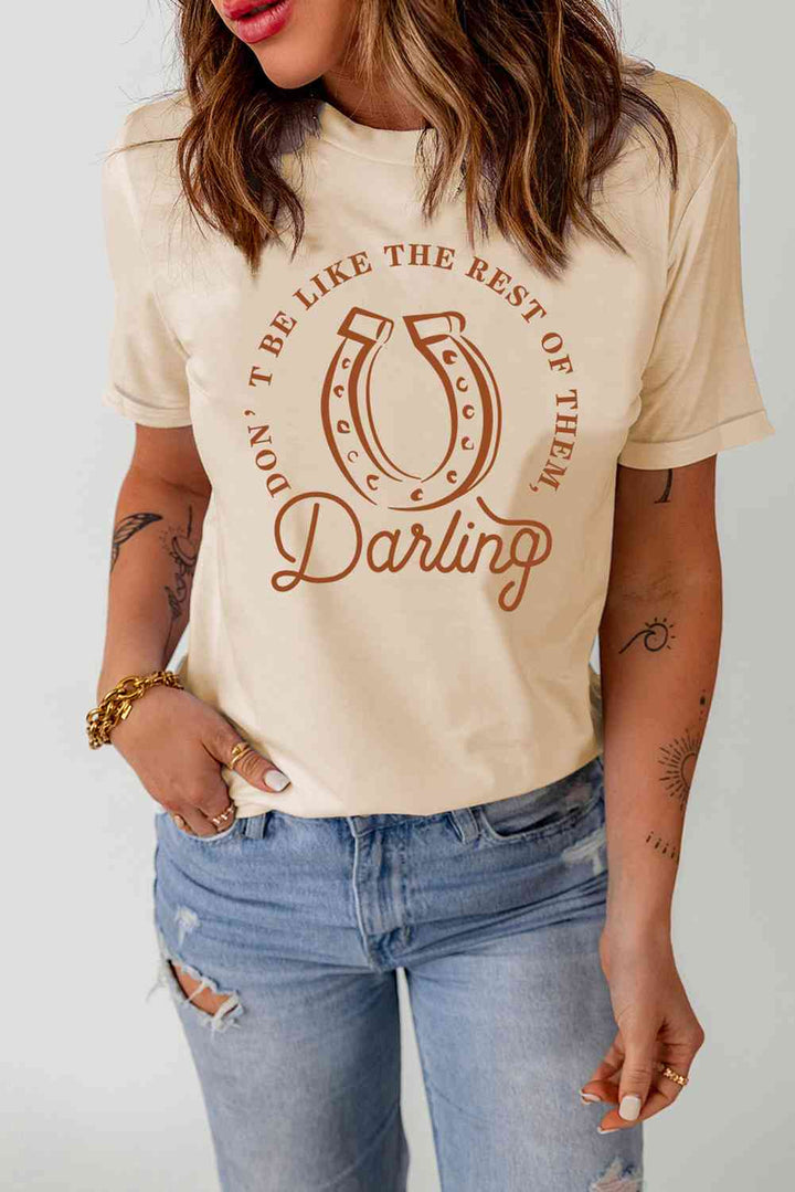 Slogan Graphic Cuffed Sleeve Tee Shirt | 1mrk.com