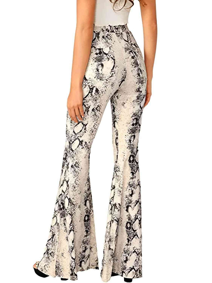 Snakeskin Print High Waist Flare Pants | 1mrk.com