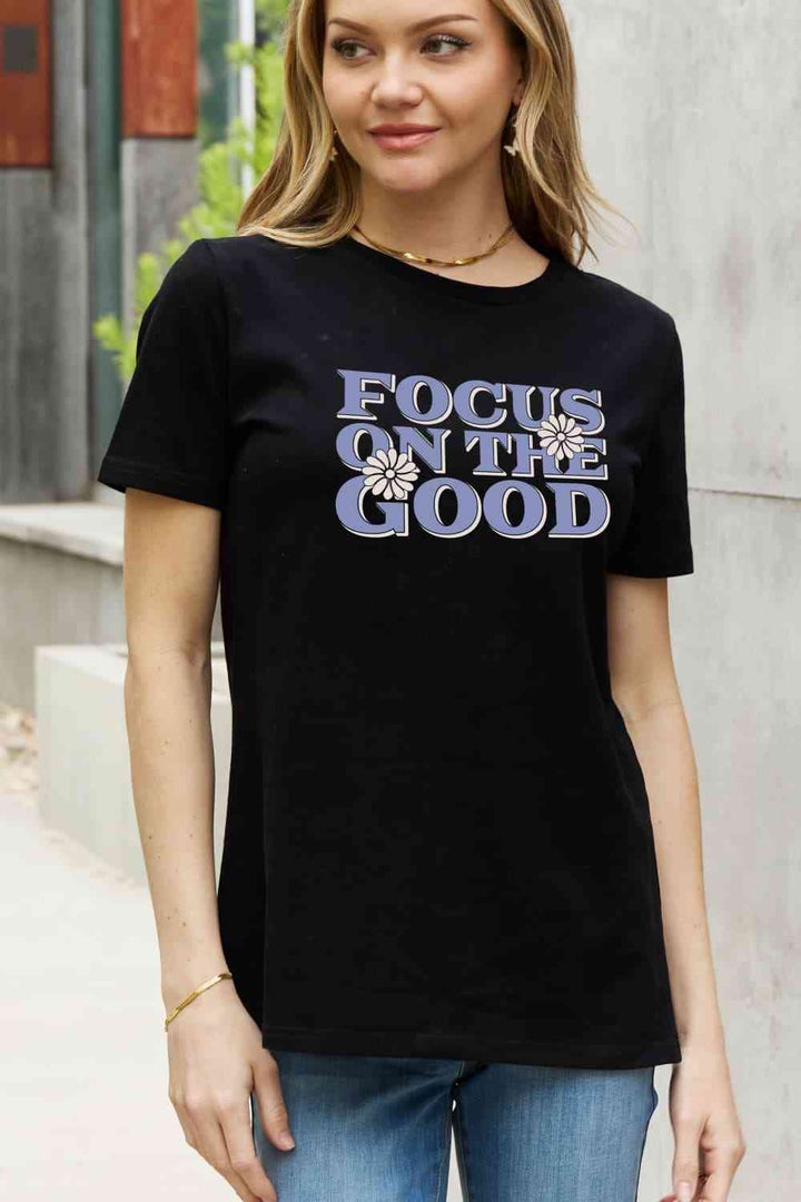 Simply Love Full Size FOCUS ON THE GOOD Graphic Cotton Tee | 1mrk.com