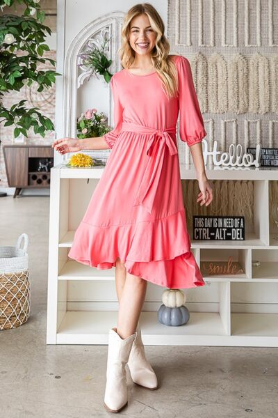 Reborn J Tie Front Ruffle Hem Dress |1mrk.com