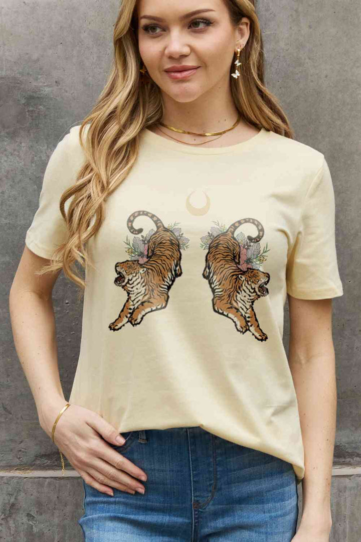 Simply Love Full Size Tiger Graphic Cotton Tee | 1mrk.com