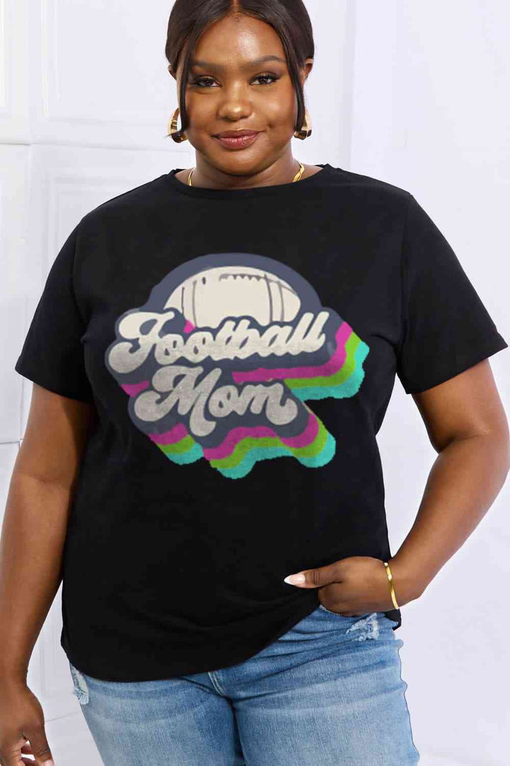 Simply Love Full Size FOOTBALL MOM Graphic Cotton Tee | 1mrk.com