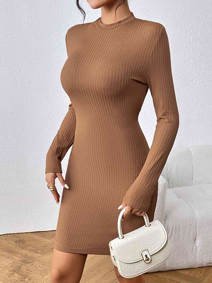 Long Sleeve Ribbed Mini Dress | 1mrk.com