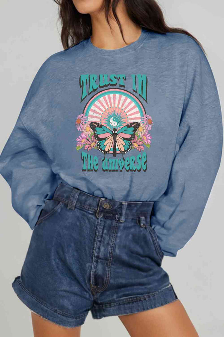 Simply Love Simply Love Full Size TRUST IN THE UNIVERSE Graphic Sweatshirt |1mrk.com