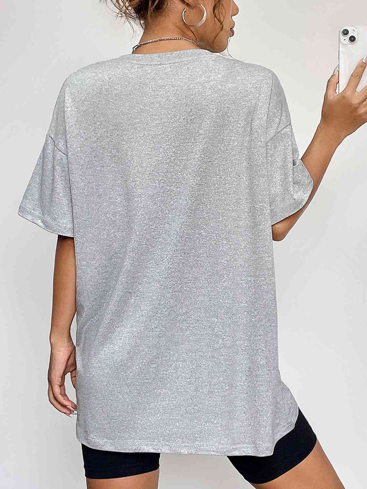 Round Neck Short Sleeve LET'S GO GHOULS Graphic T-Shirt | 1mrk.com