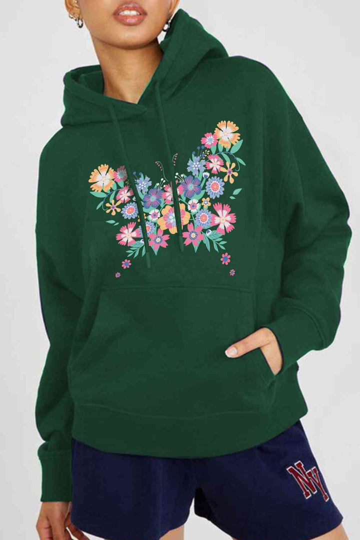 Simply Love Simply Love Full Size Floral Butterfly Graphic Hoodie | 1mrk.com