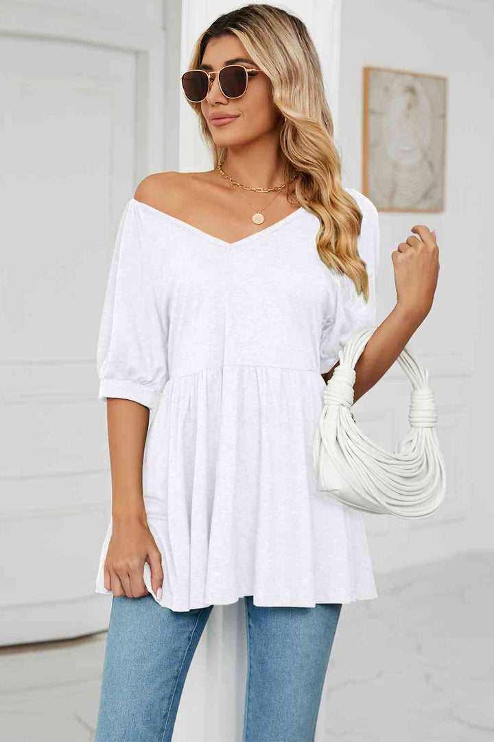 V-Neck Babydoll Top | 1mrk.com