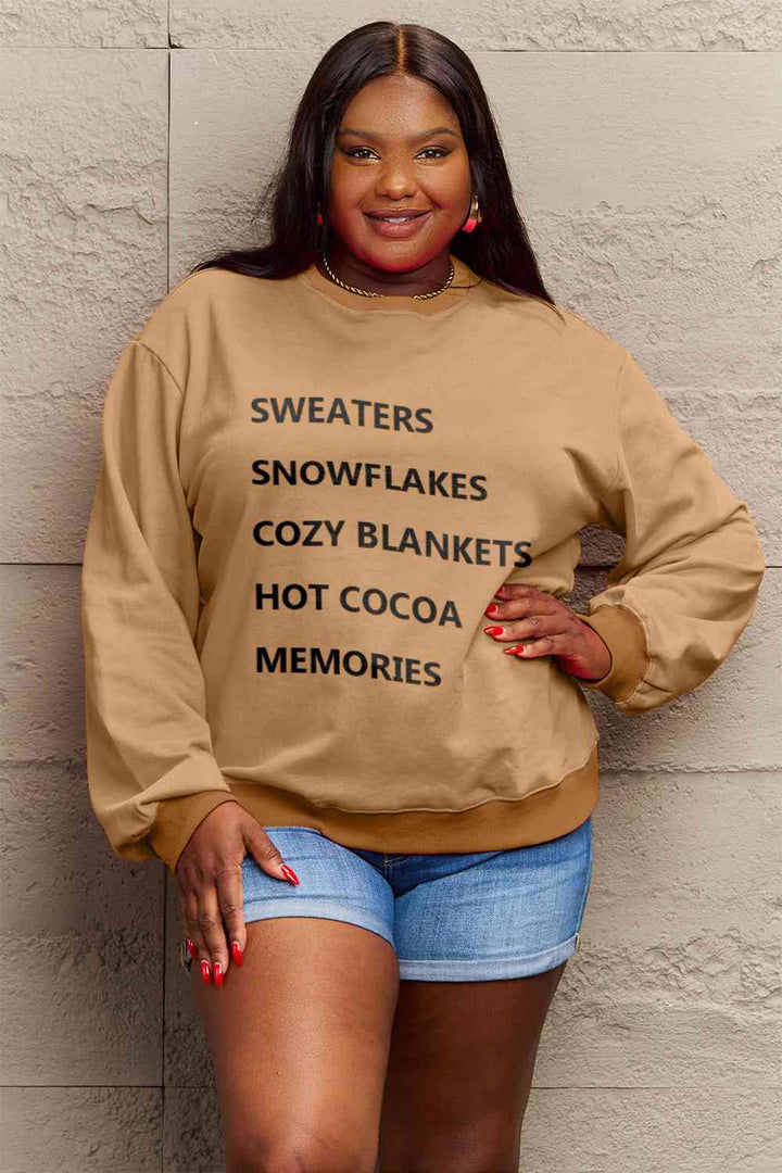 Simply Love Full Size Letter Graphic Round Neck Sweatshirt | 1mrk.com