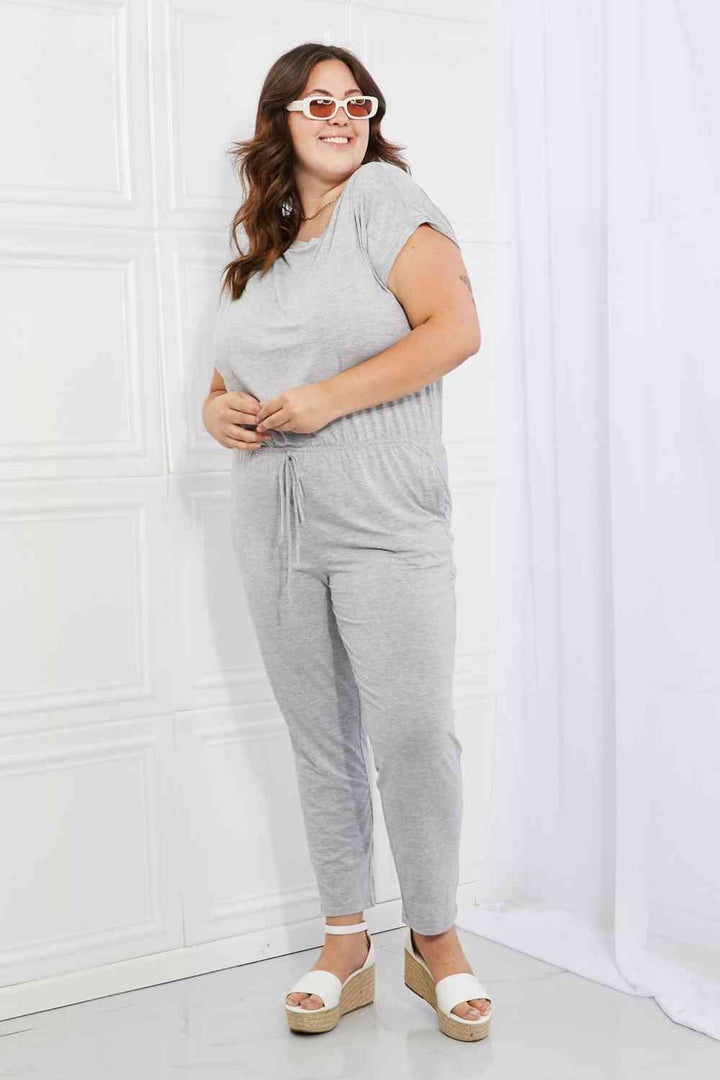 Culture Code Comfy Days Full Size Boat Neck Jumpsuit in Grey | 1mrk.com