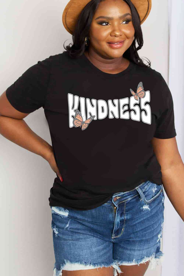 Simply Love Full Size KINDNESS Butterfly Graphic Cotton Tee | 1mrk.com