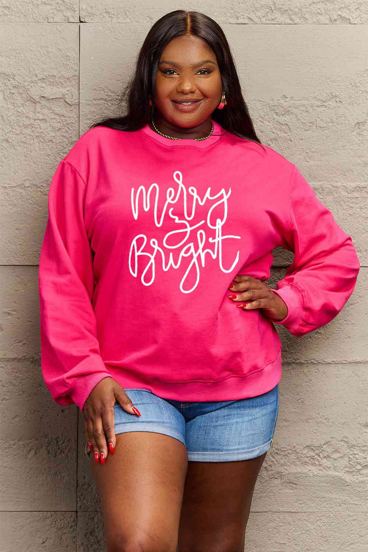 Simply Love Full Size MERRY AND BRIGHT Graphic Sweatshirt |1mrk.com