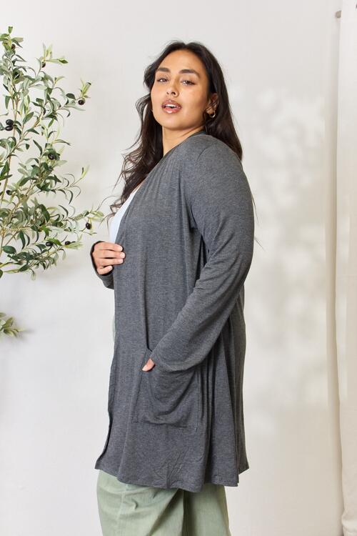 Celeste Full Size Open Front Cardigan with Pockets | Trendsi