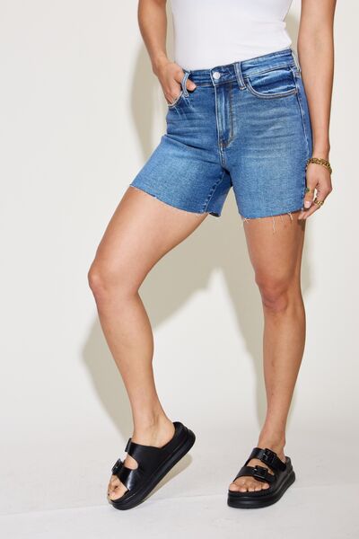 Judy Blue Full Size High Waist Slim Denim Shorts |1mrk.com