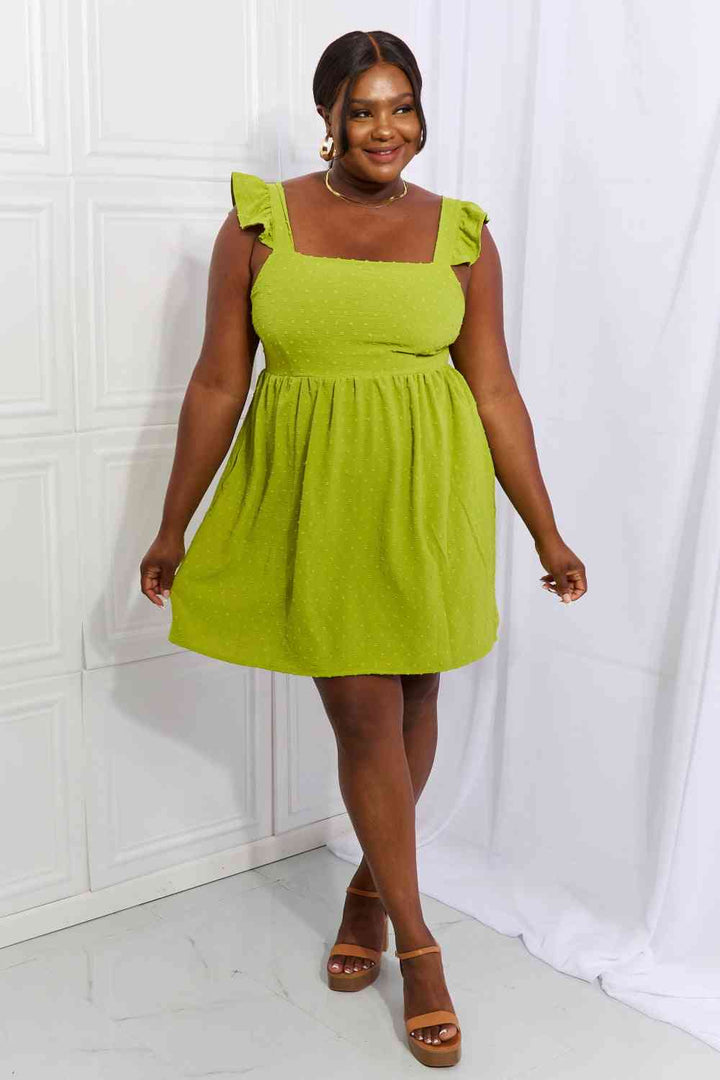 Culture Code Sunny Days Full Size Empire Line Ruffle Sleeve Dress in Lime | 1mrk.com