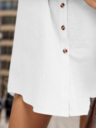 Pocketed Button Up Short Sleeve Dress | Trendsi