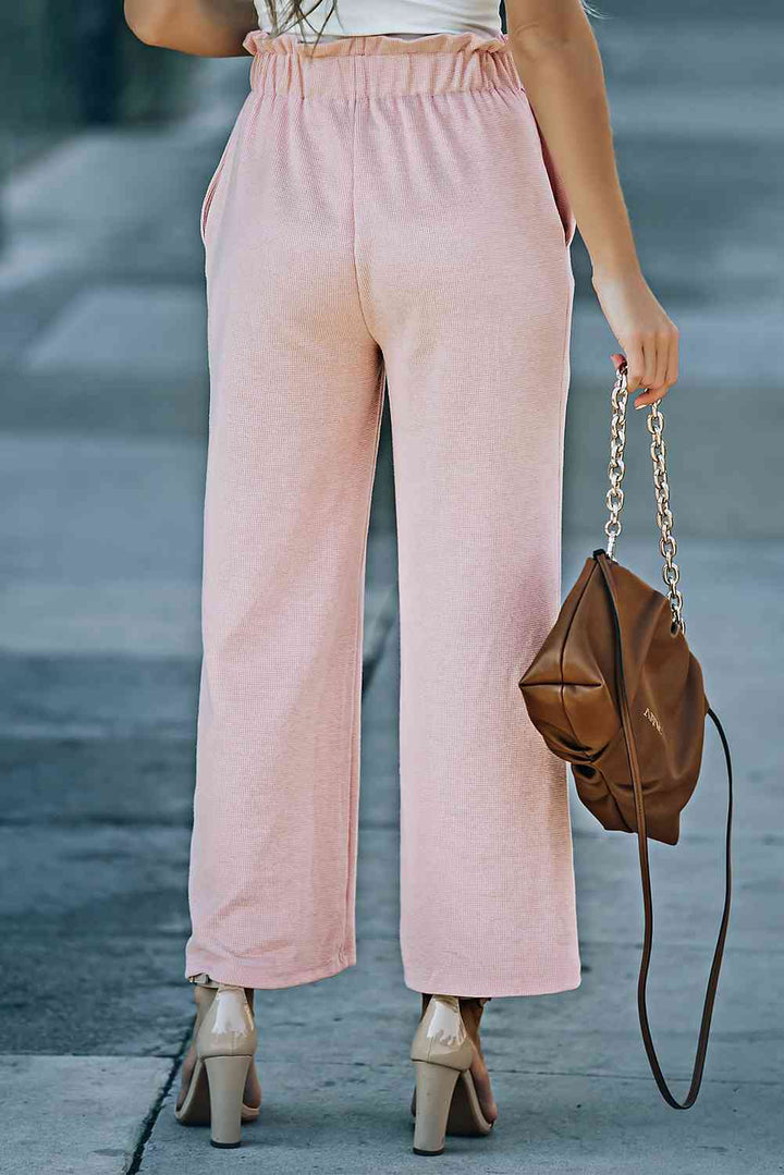 Paperbag Wide Leg Pants with Pockets | 1mrk.com
