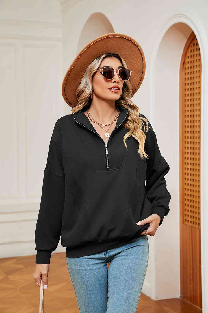 Half-Zip Dropped Shoulder Sweatshirt |1mrk.com