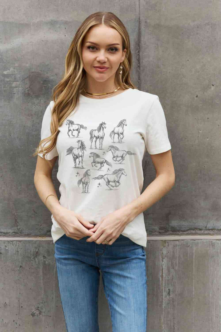 Simply Love Horse Graphic Cotton T-Shirt | 1mrk.com