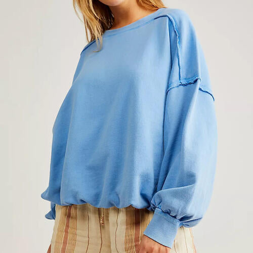 Exposed Seam Dropped Shoulder Sweatshirt |1mrk.com