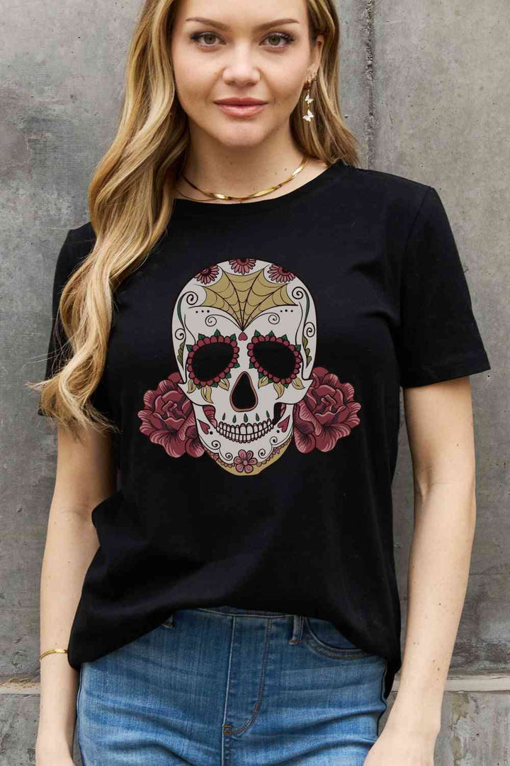 Simply Love Full Size Skull Graphic Cotton Tee | 1mrk.com