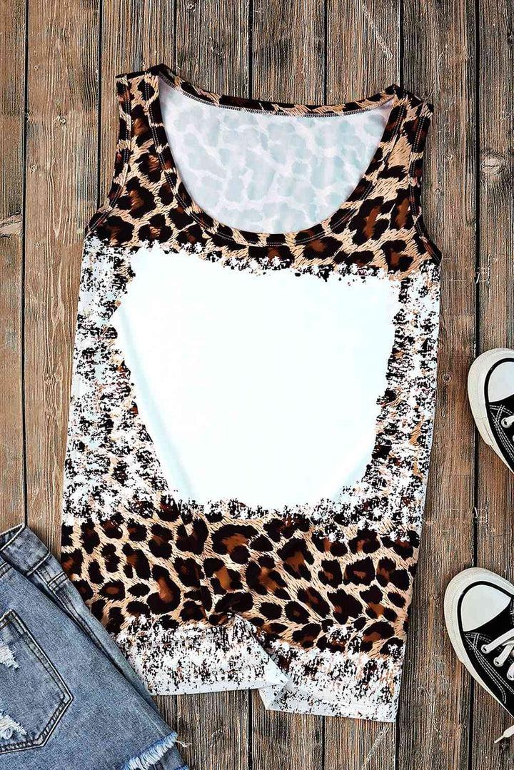 Leopard Color Block Scoop Neck Tunic Tank | 1mrk.com