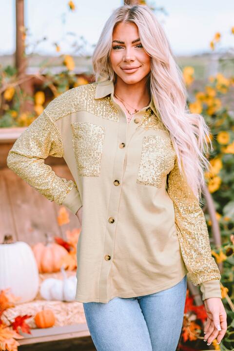 Sequin Long Sleeve Shirt |1mrk.com