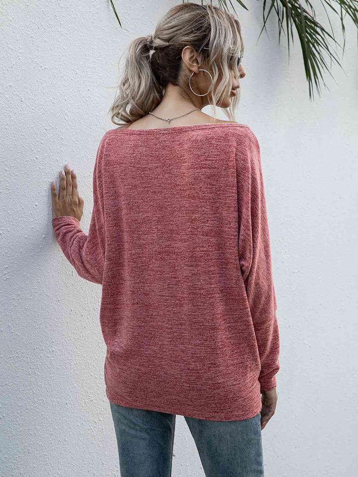 Heathered Boat Neck Long Sleeve Tee | 1mrk.com